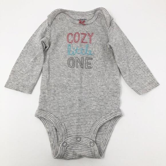 Carter's Baby Girl Striped Gray Long Sleeve Bodysuit 3M - Picture 1 of 4